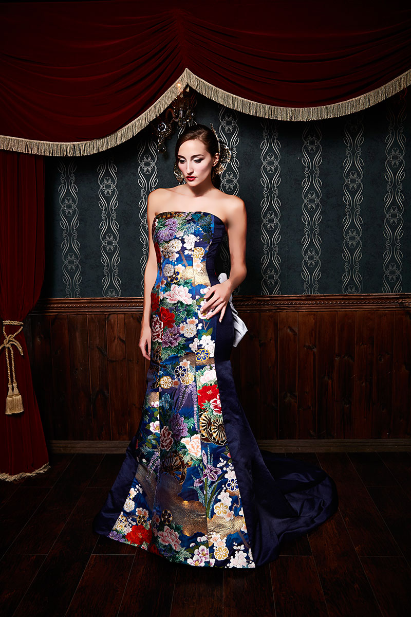 黒ドレス・青ドレス｜和ドレス・ウェディングドレスレンタルのアリアンサ｜着物ドレス・打掛ドレス・カラードレス・コンテストドレスのオーダーメイド、レンタル・ドレス制作、販売