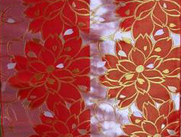 丸帯　大桜紋　赤銀